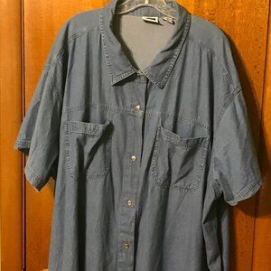 Denim plus size snap shirt